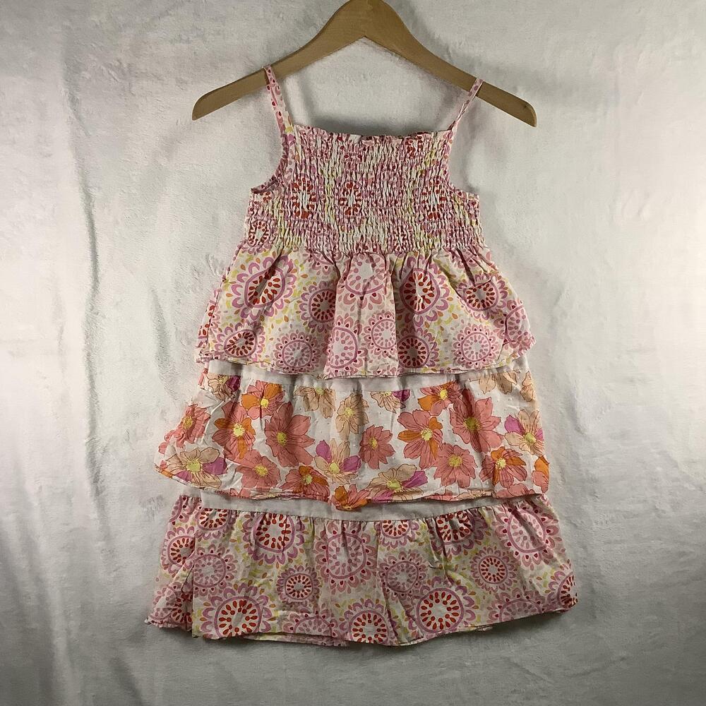 Penelope Mack Dress Girls 10 Pink Floral Tiered Sundress Smocked Summer
